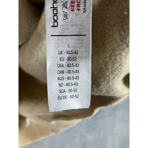 MAN BOOHOOMAN Men's Tan Colorblock Sleeve Pullover Hoodie SZ L - Picture 12 of 12